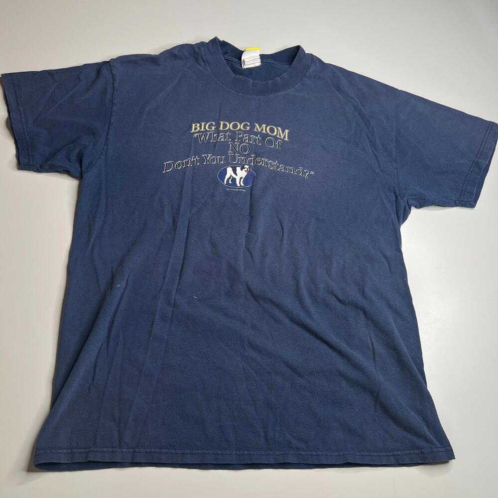 Vintage 1999 Big Dogs T-Shirt Blue Large Made in Mexico Dog Mom Graphic Tee USA